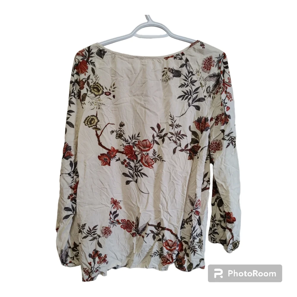 CLEO Floral Peasant Top 100% Rayon Size Small - Picture 2 of 6